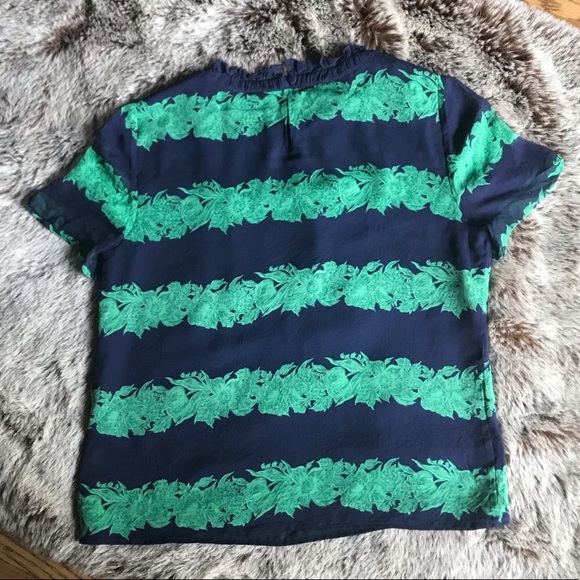 J. Crew Navy and Green Floral Blouse - Picture 2 of 8